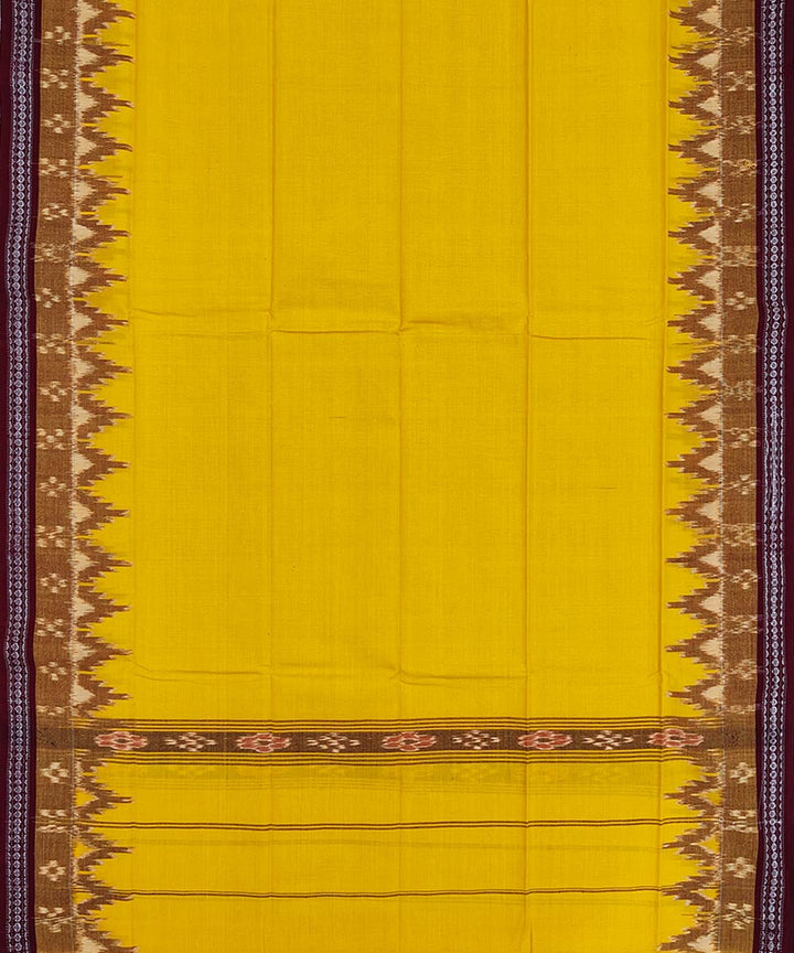 Yellow maroon handwoven cotton sambalpuri towel gamcha