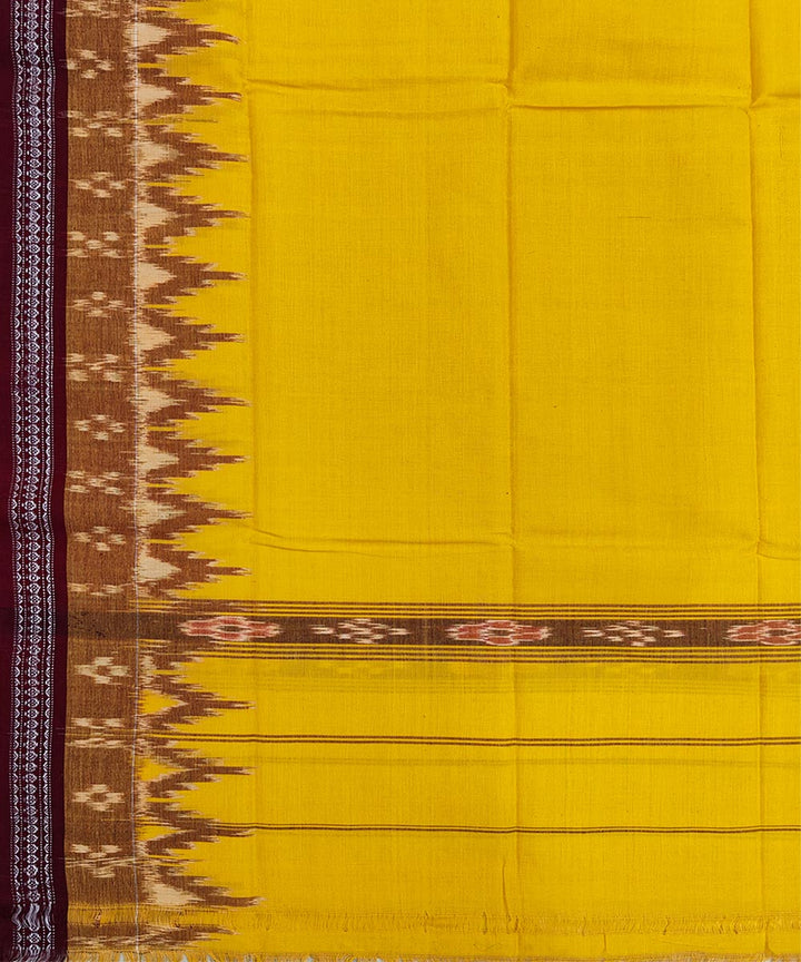 Yellow maroon handwoven cotton sambalpuri towel gamcha