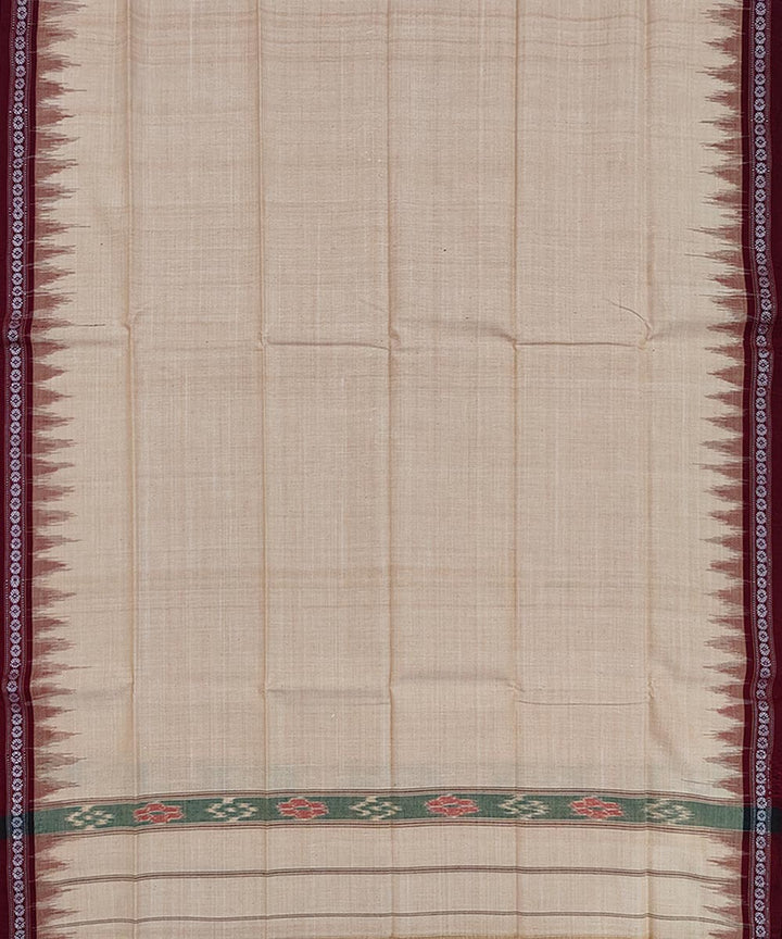 Beige maroon handwoven sambalpuri cotton towel gamcha