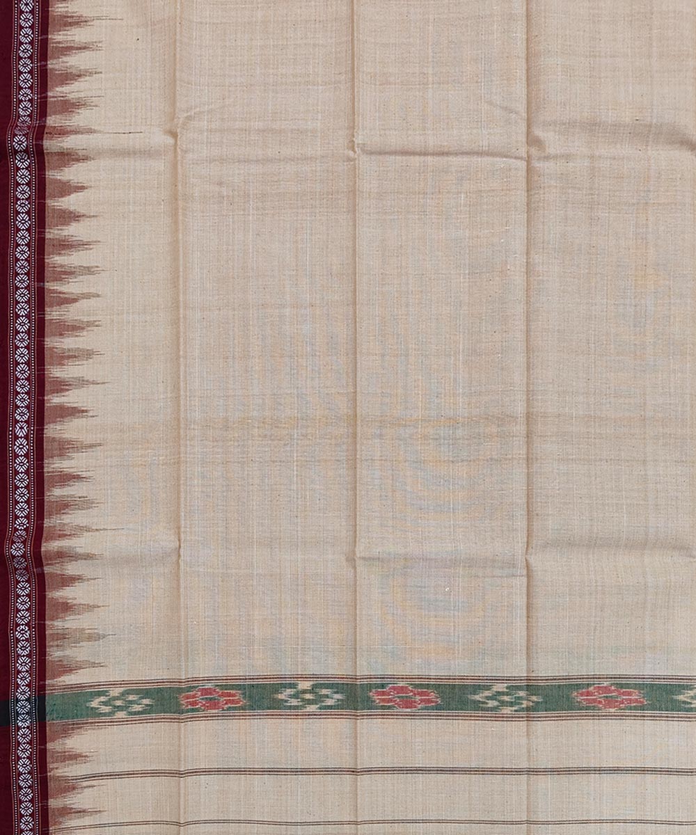 Beige maroon handwoven sambalpuri cotton towel gamcha