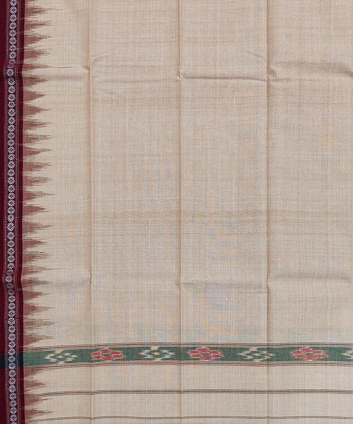 Beige maroon handwoven sambalpuri cotton towel gamcha