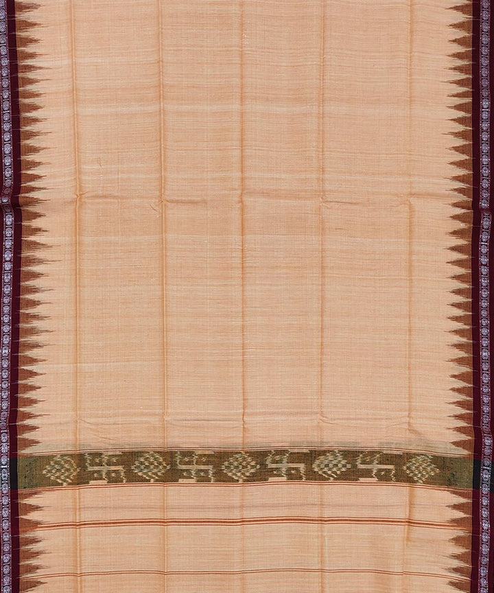 Beige maroon sambalpuri handwoven cotton towel gamcha