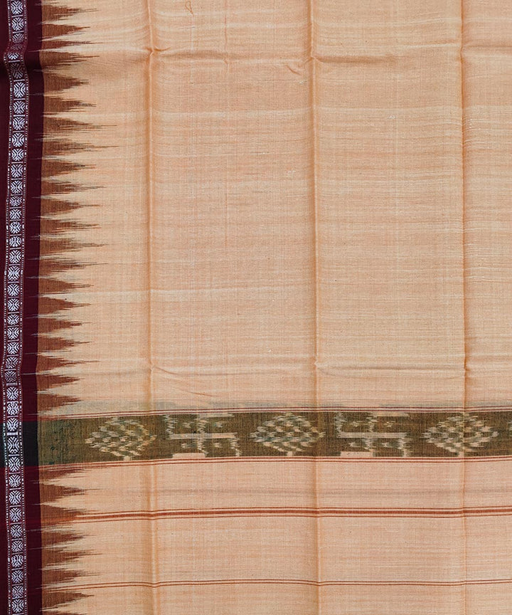 Beige maroon sambalpuri handwoven cotton towel gamcha