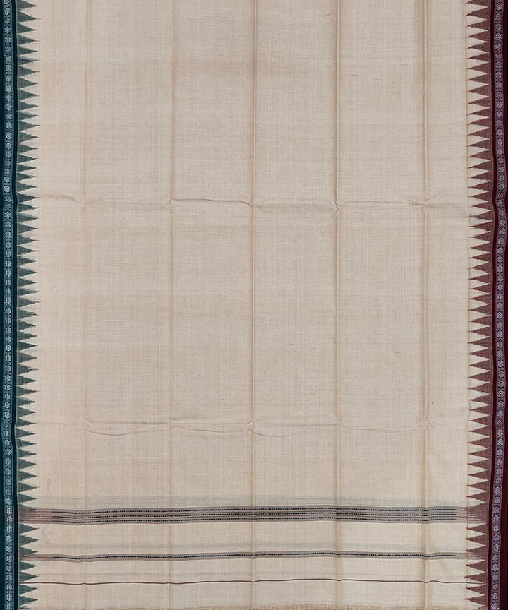 Beige maroon cotton sambalpuri handwoven towel gamcha