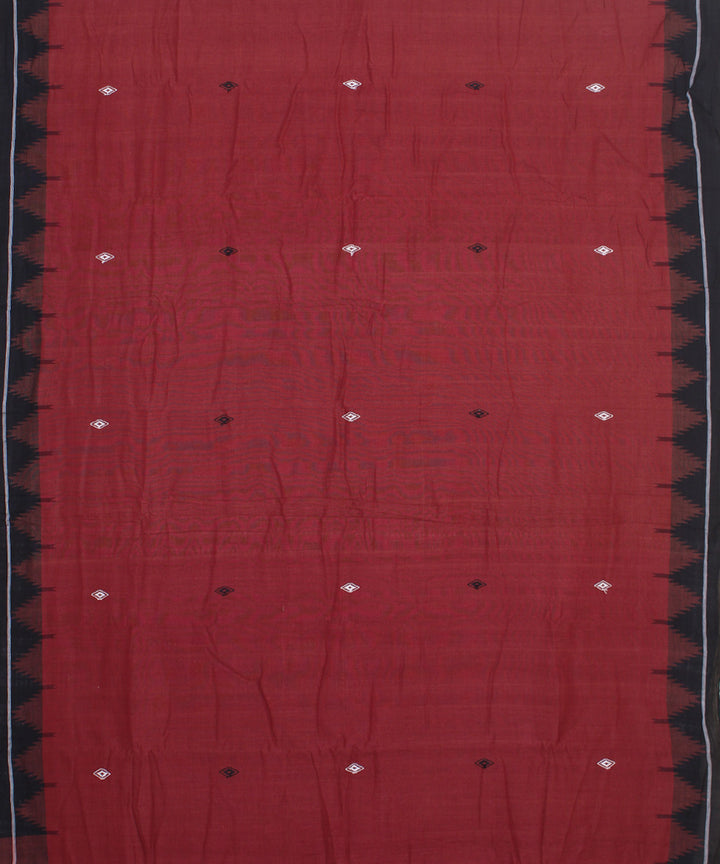 Maroon black cotton handwoven kotpad saree