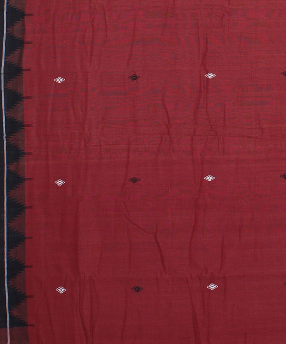 Maroon black cotton handwoven kotpad saree