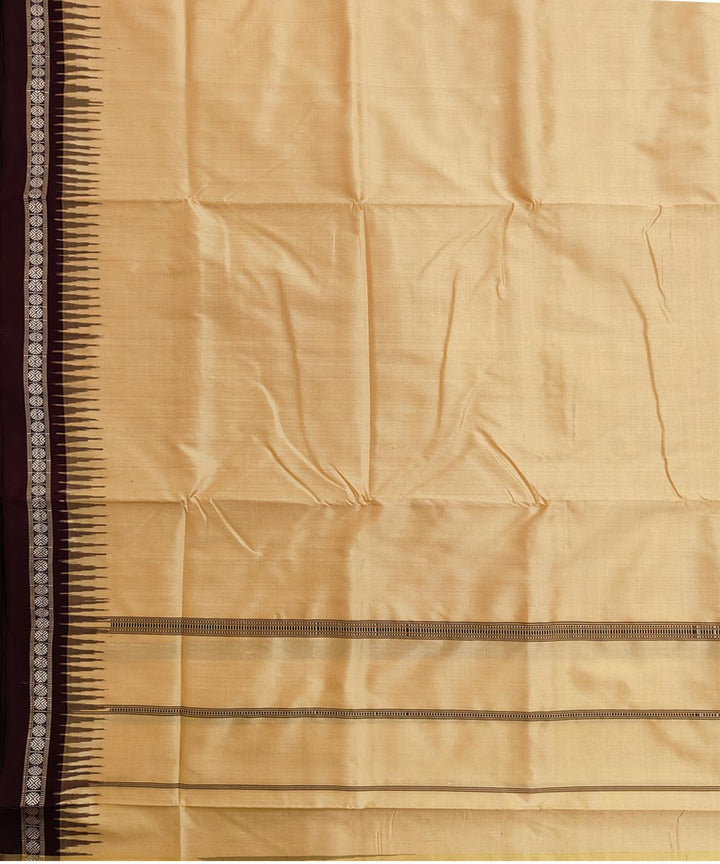 Beige coffee border handwoven silk sambalpuri dhoti