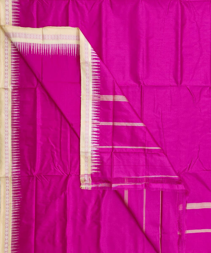 Pink beige border handwoven silk sambalpuri dhoti