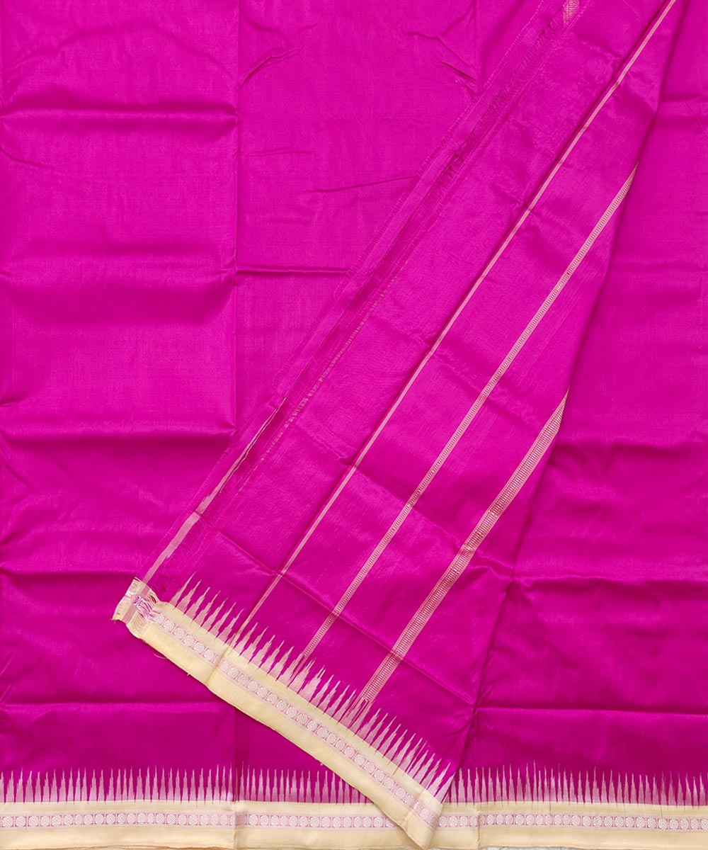 Pink beige border handwoven silk sambalpuri dhoti