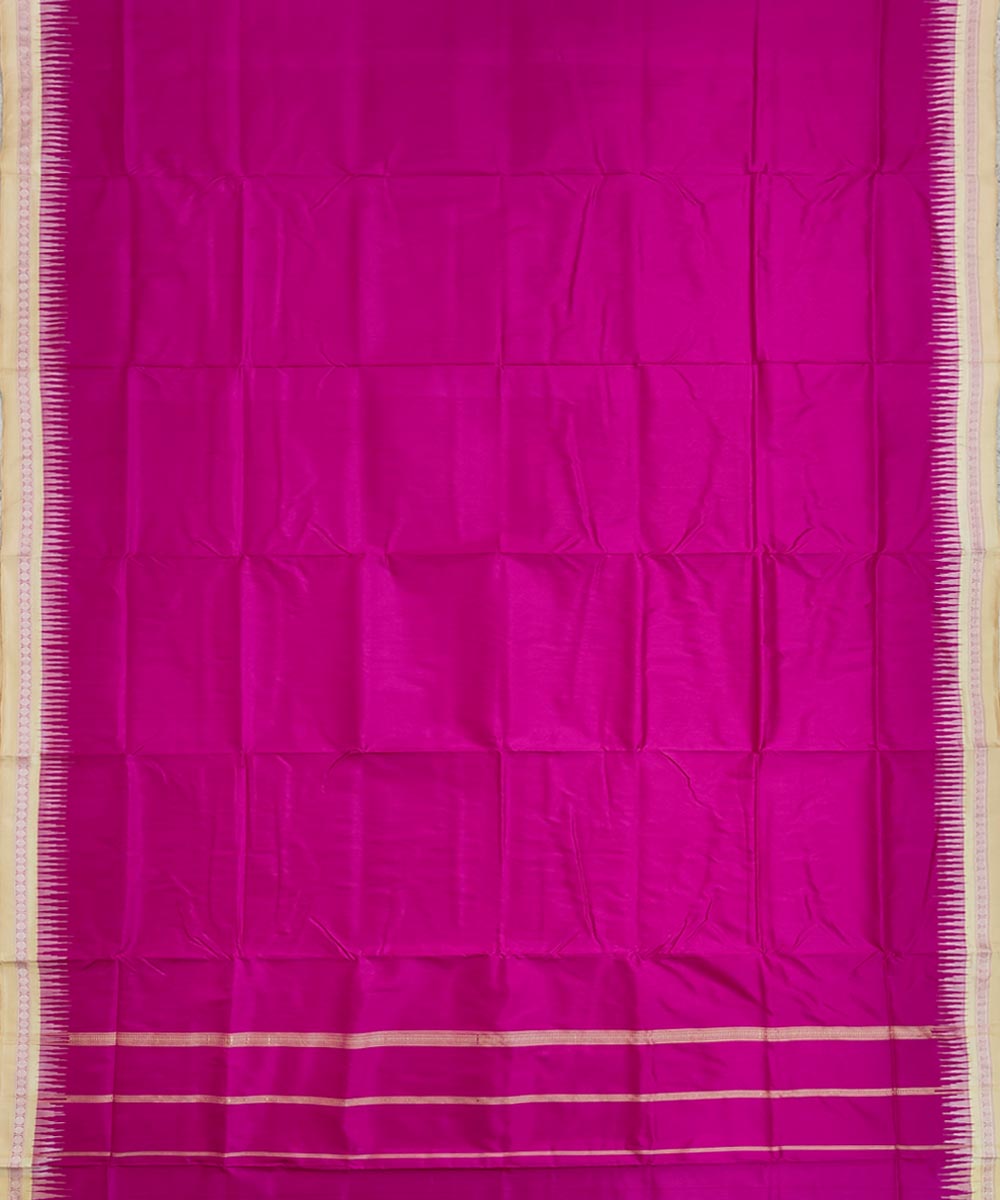 Pink beige border handwoven silk sambalpuri dhoti