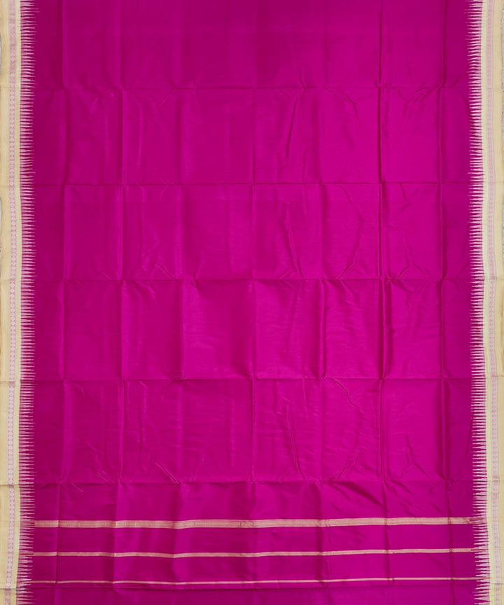 Pink beige border handwoven silk sambalpuri dhoti