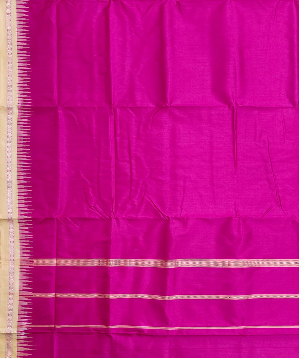 Pink beige border handwoven silk sambalpuri dhoti