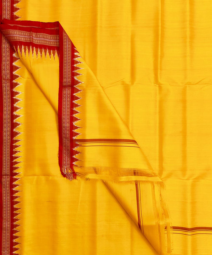 Yellow red border handwoven silk khandua dhoti