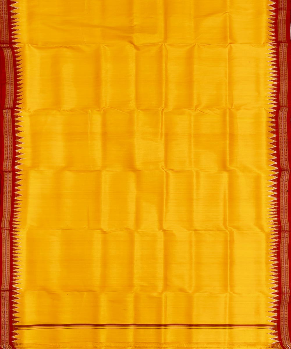 Yellow red border handwoven silk khandua dhoti