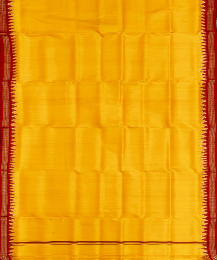 Yellow red border handwoven silk khandua dhoti