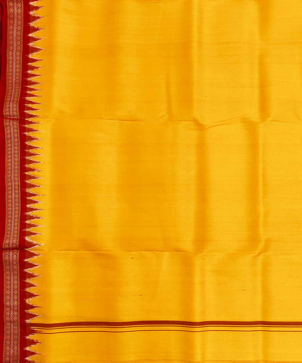 Yellow red border handwoven silk khandua dhoti