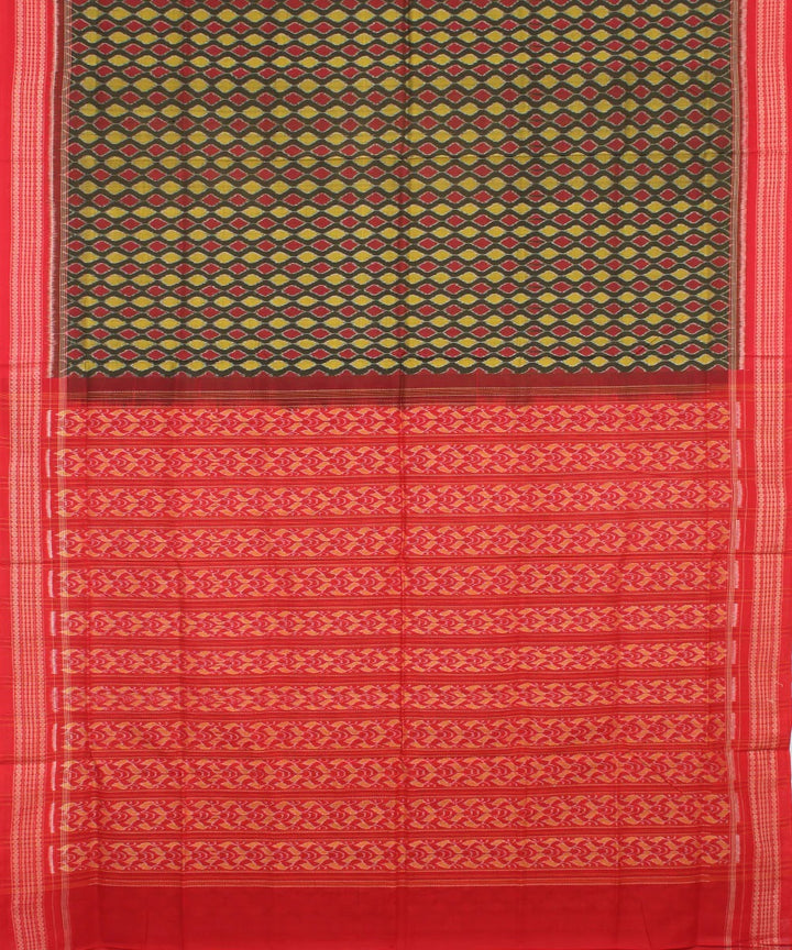 Mehindi red cotton handwoven sambalpuri saree