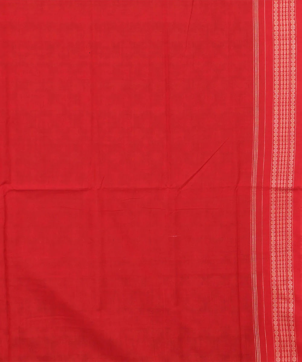 Mehindi red cotton handwoven sambalpuri saree