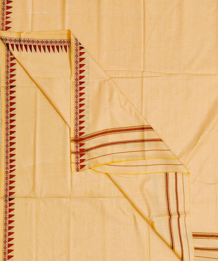 Light yellow handwoven sambalpuri cotton dhoti