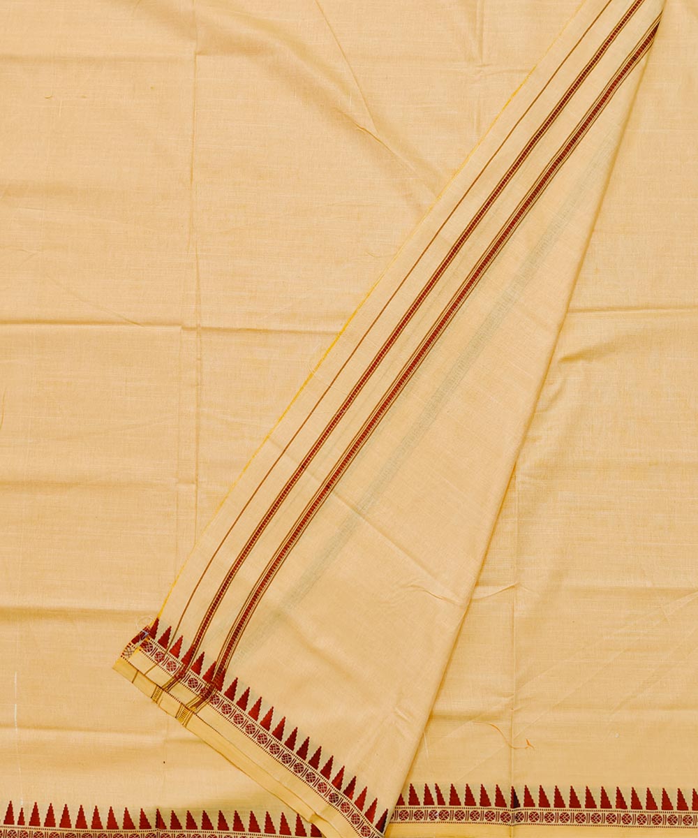 Light yellow handwoven sambalpuri cotton dhoti