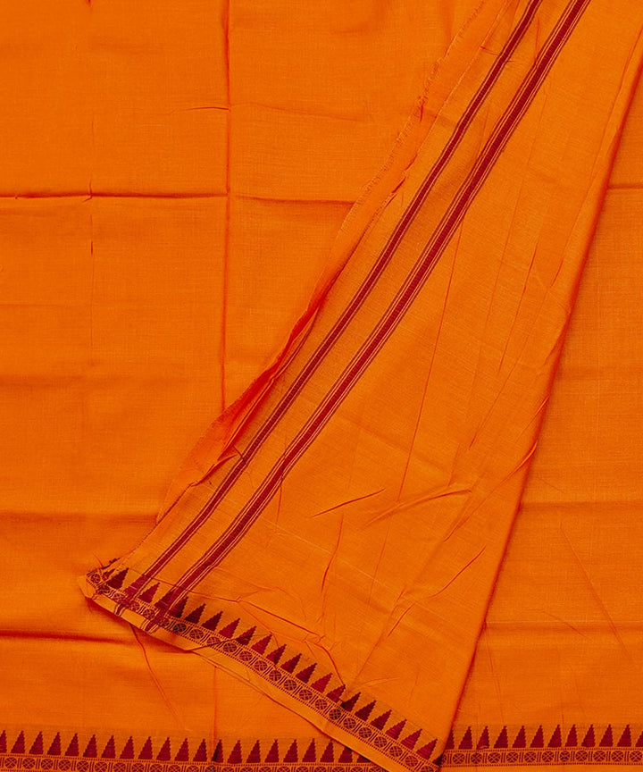 Orange handwoven sambalpuri cotton dhoti