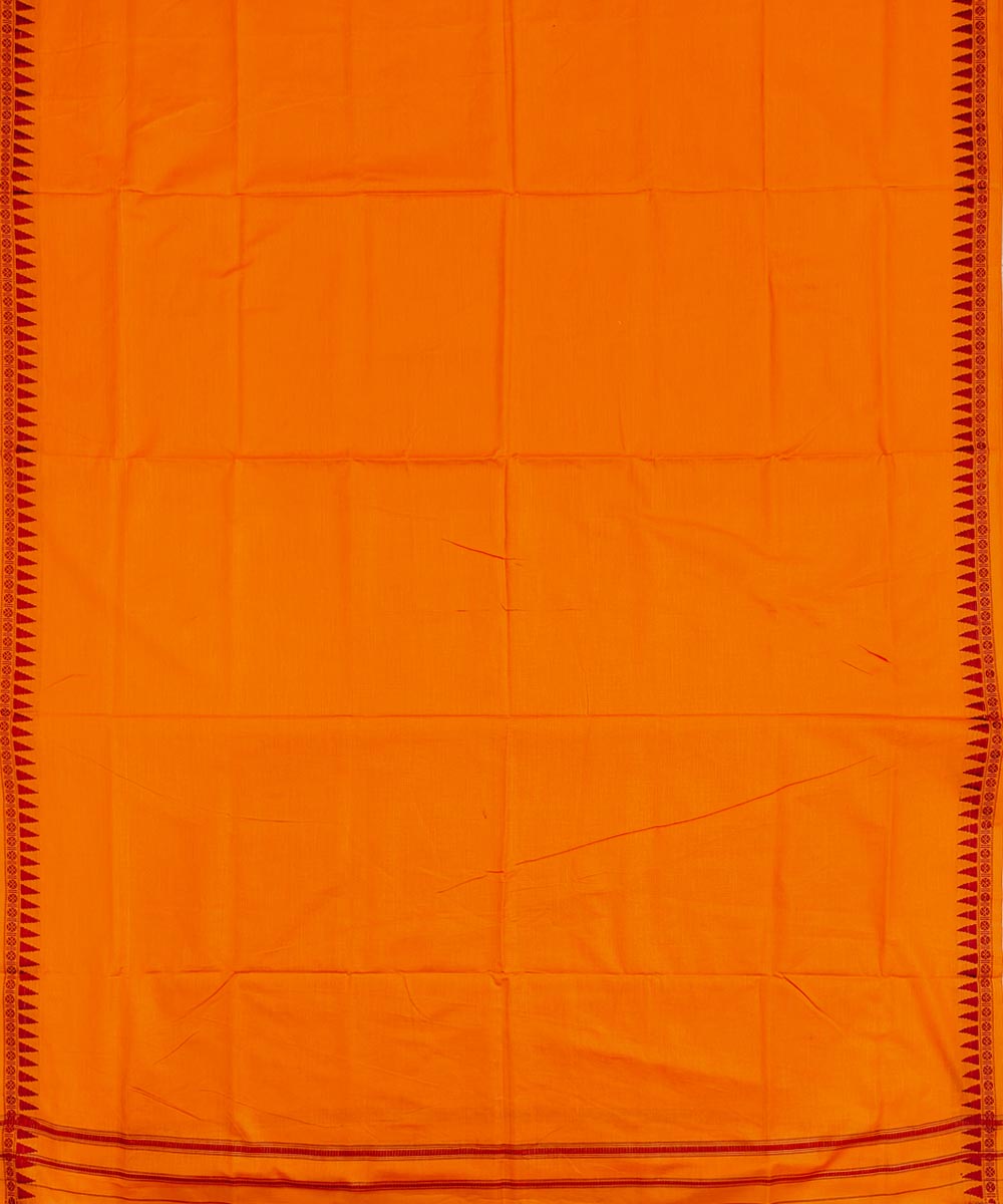 Orange handwoven sambalpuri cotton dhoti