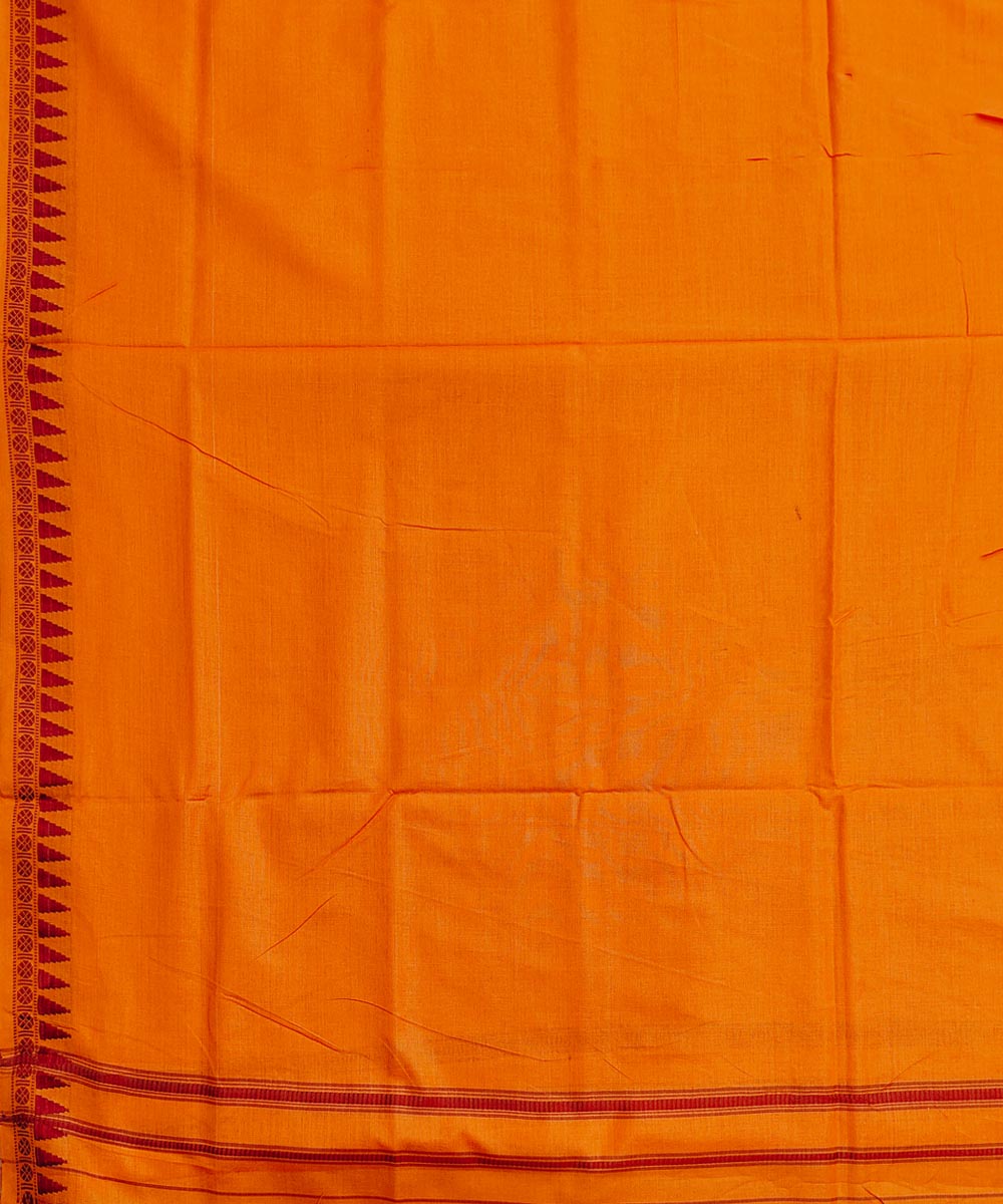 Orange handwoven sambalpuri cotton dhoti