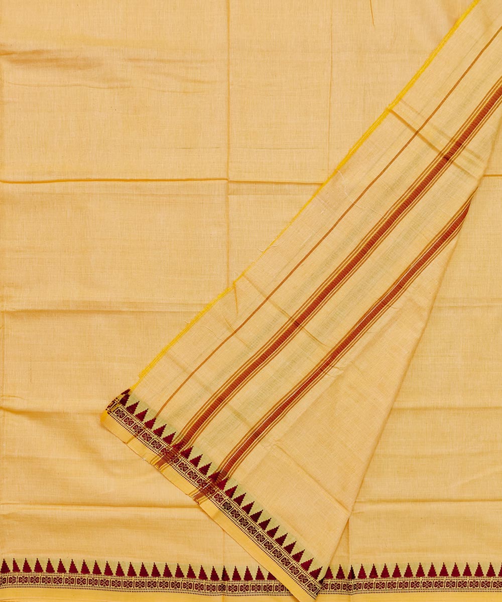 Yellow handwoven cotton sambalpuri dhoti