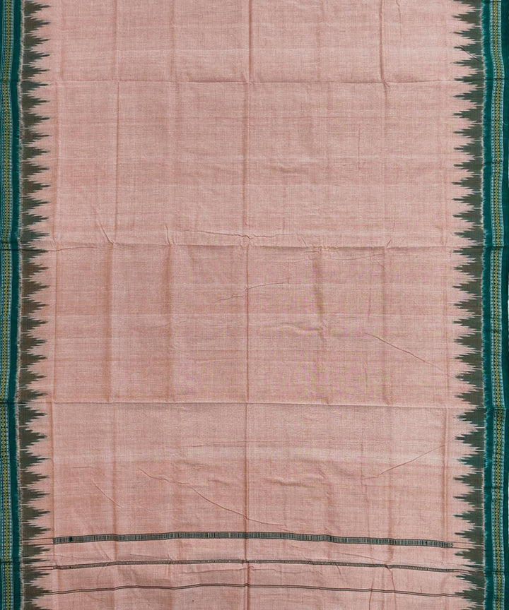 Beige green border handwoven sambalpuri cotton dhoti