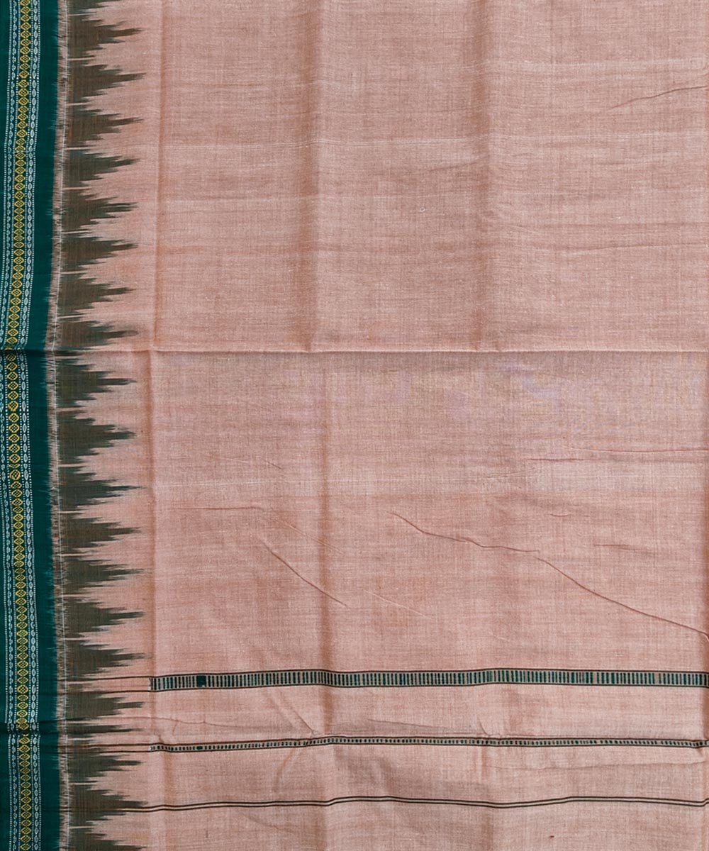 Beige green border handwoven sambalpuri cotton dhoti