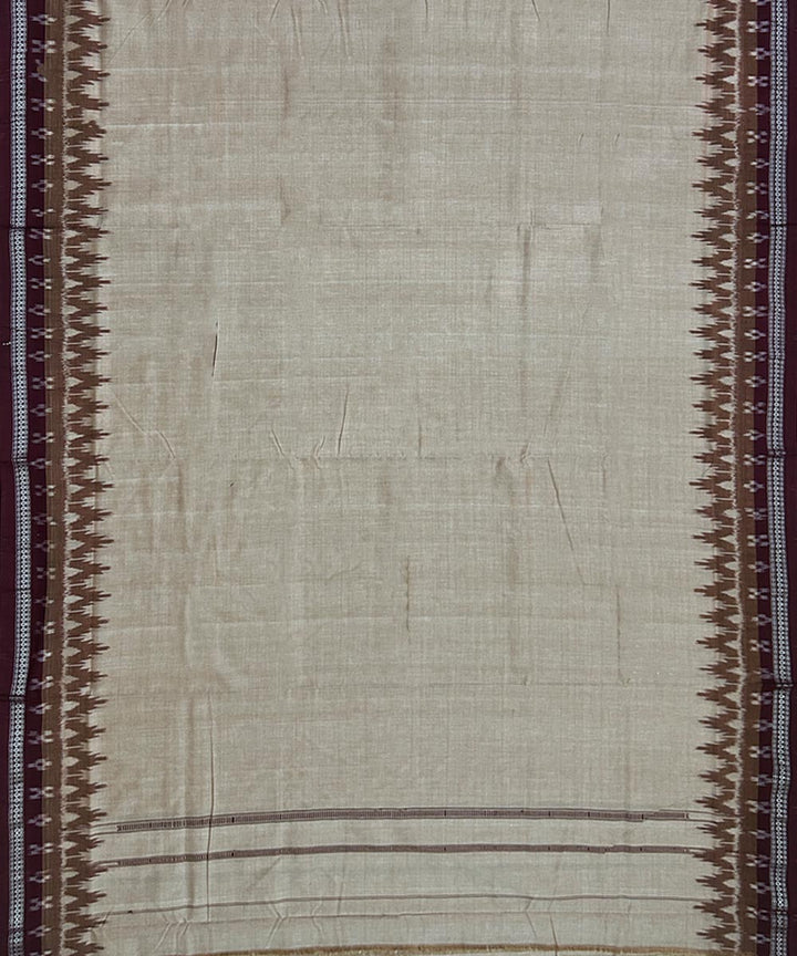 Beige maroon border handwoven sambalpuri cotton dhoti