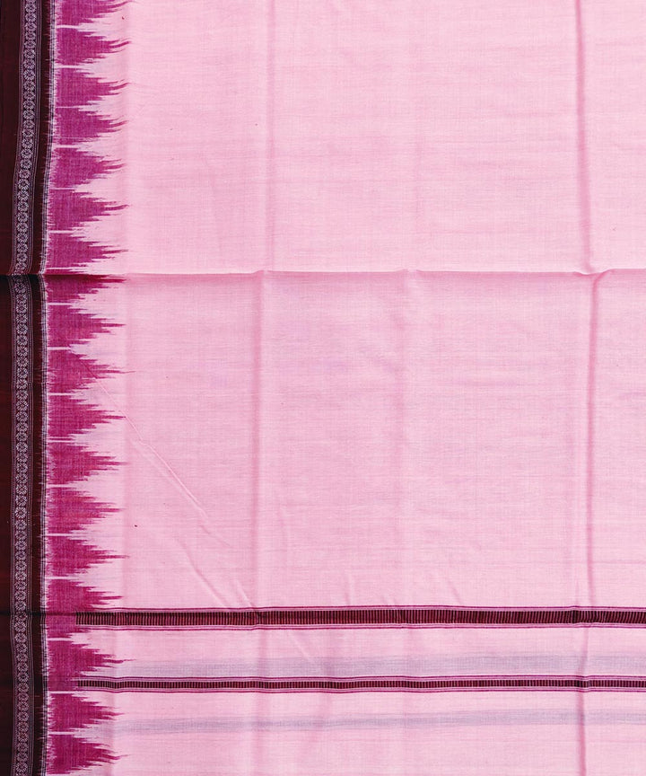 Pink maroon border handwoven sambalpuri cotton dhoti