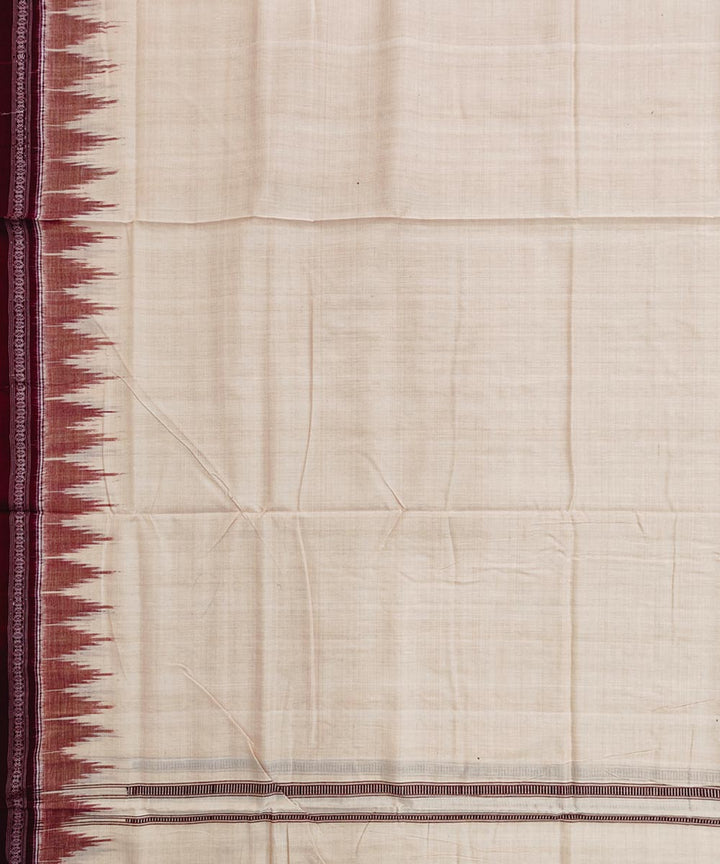 Beige maroon border handwoven cotton sambalpuri dhoti