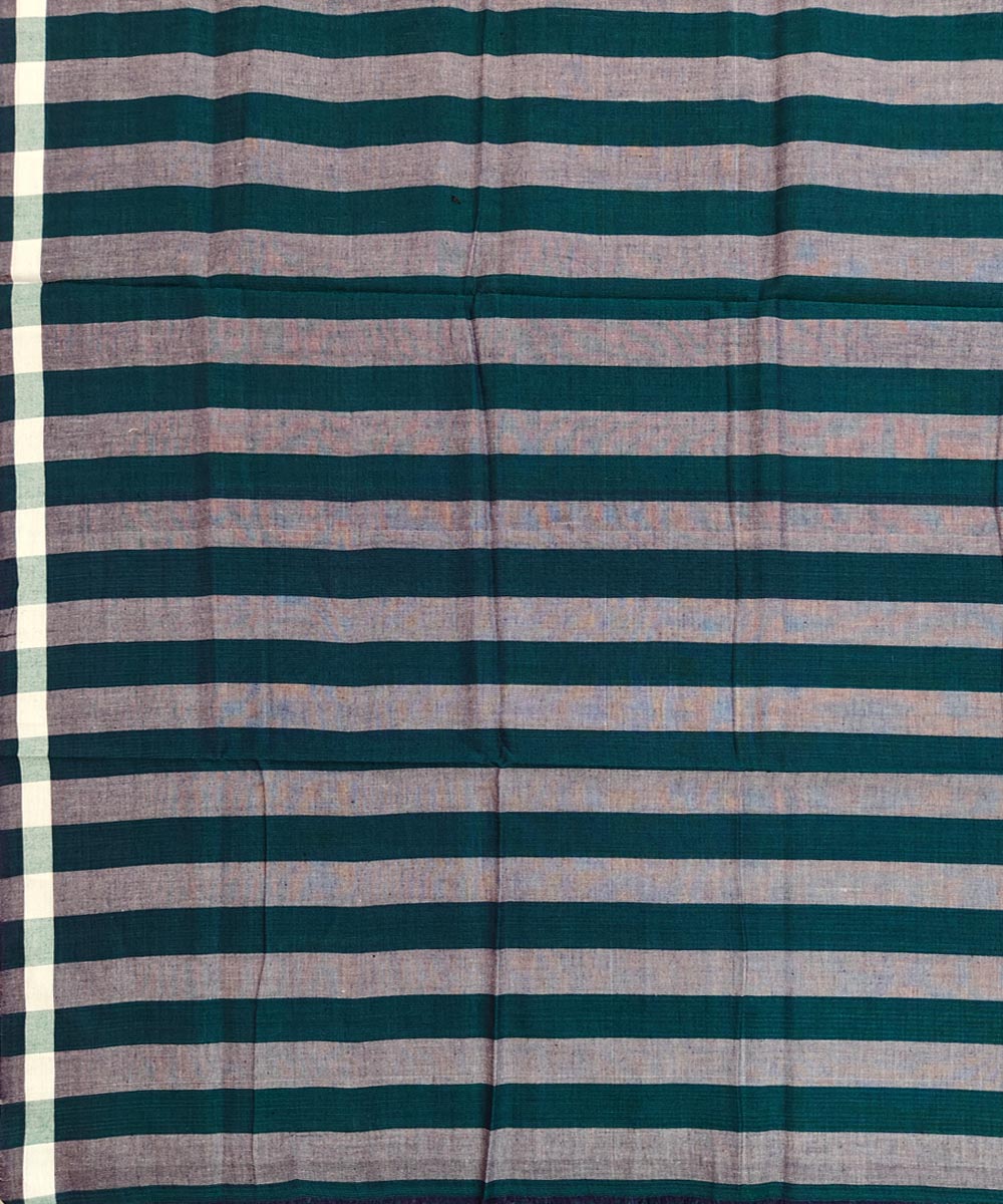 Dark green grey stripe handwoven nuapatna cotton lungi