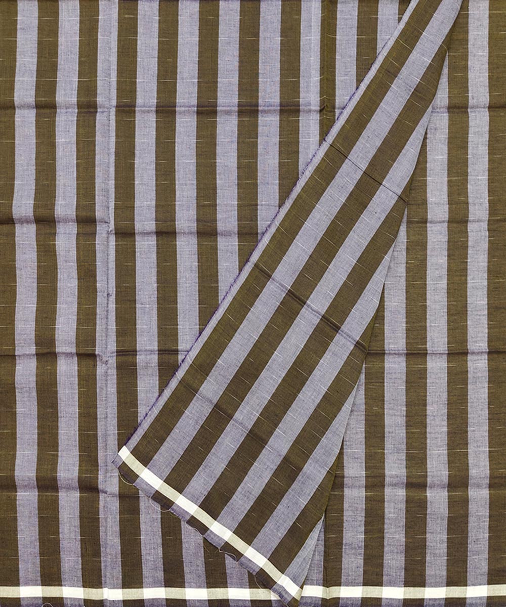 Olive green grey stripe handwoven cotton nuapatnalungi