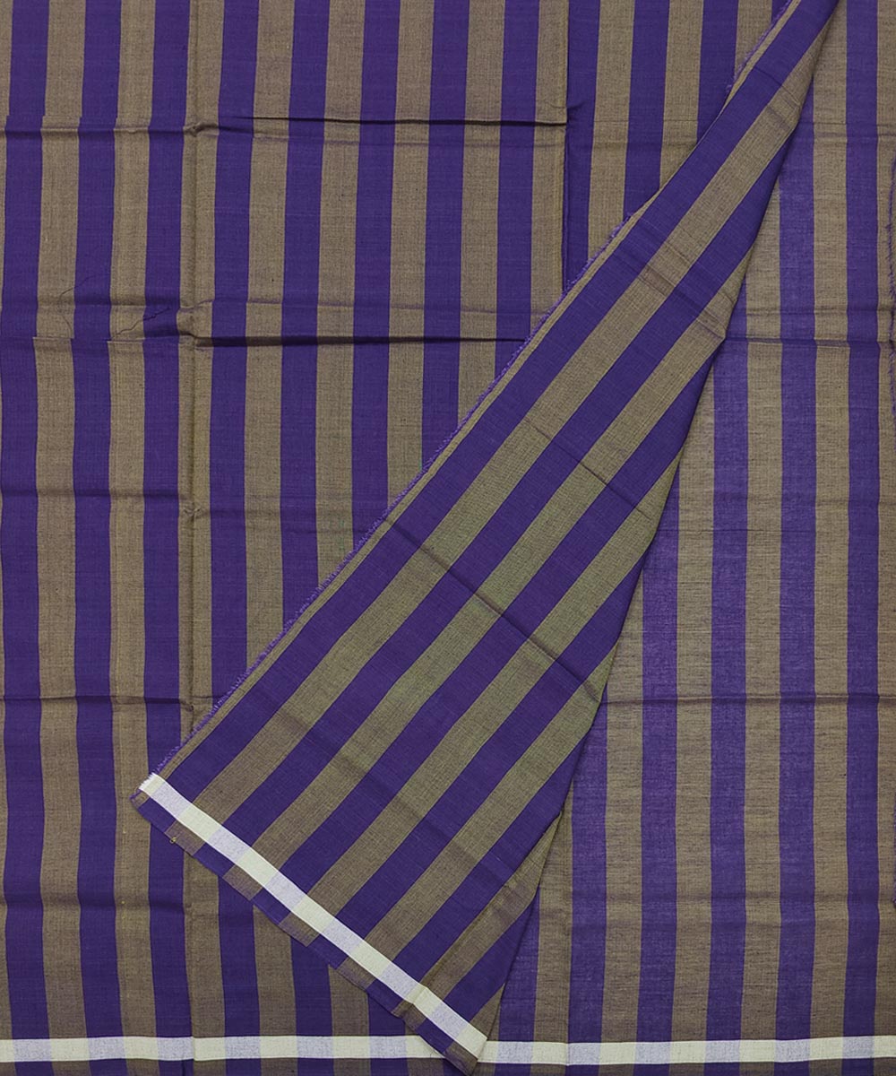 Violet grey stripe handwoven cotton nuapatna lungi