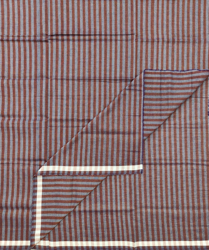 Brown grey stripe handwoven cotton nuapatna lungi