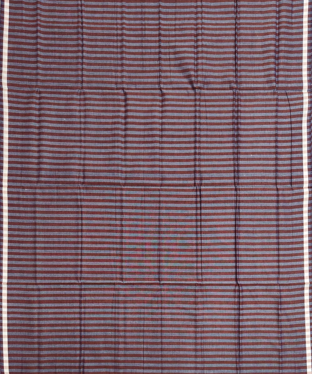 Brown grey stripe handwoven cotton nuapatna lungi