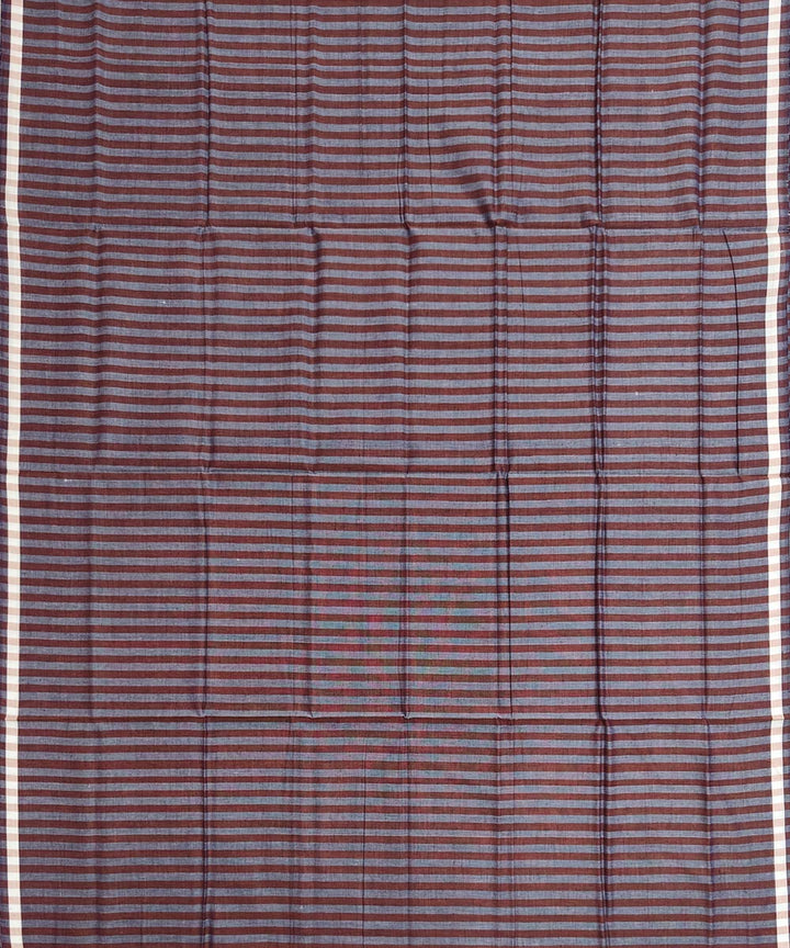 Brown grey stripe handwoven cotton nuapatna lungi