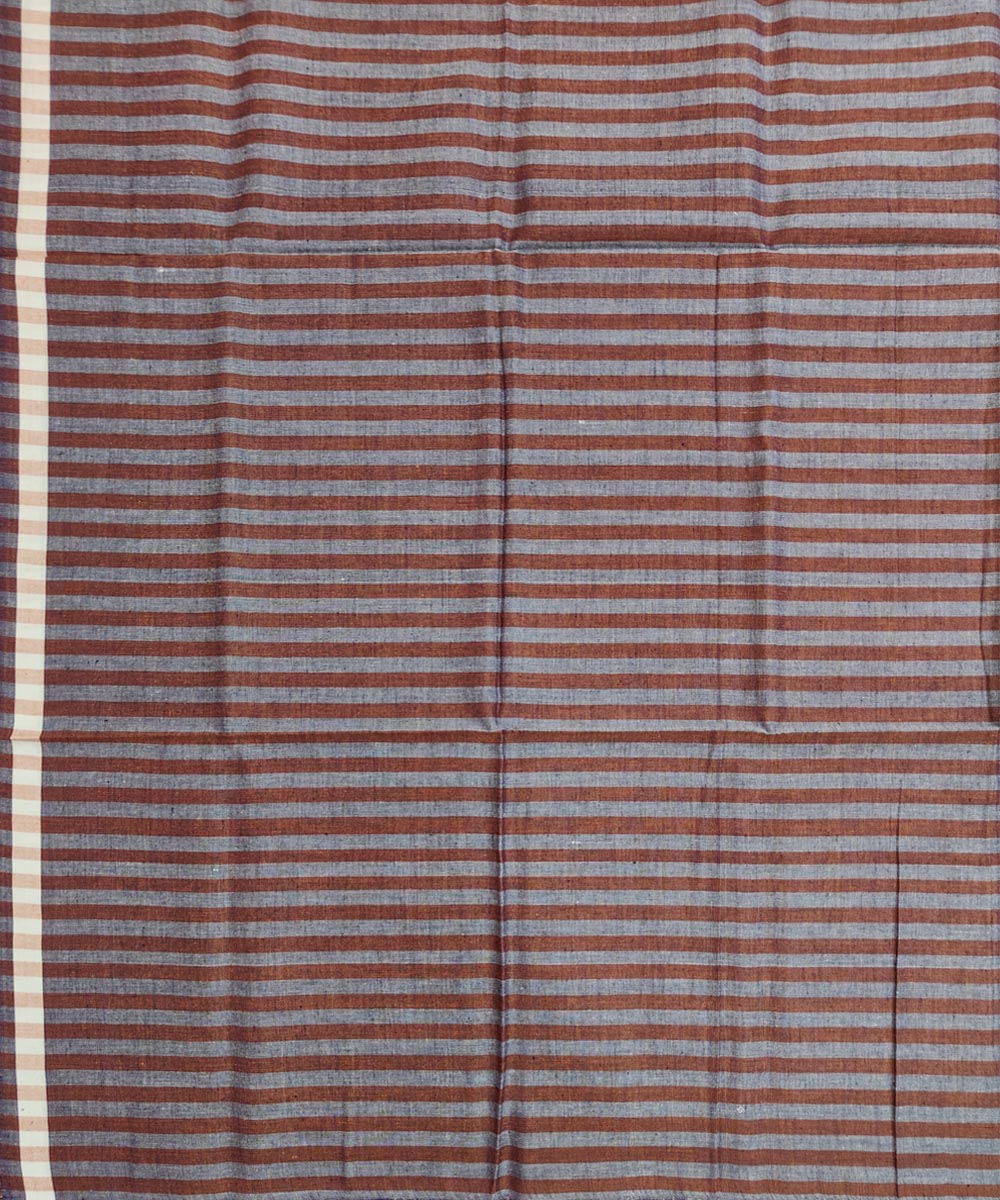 Brown grey stripe handwoven cotton nuapatna lungi