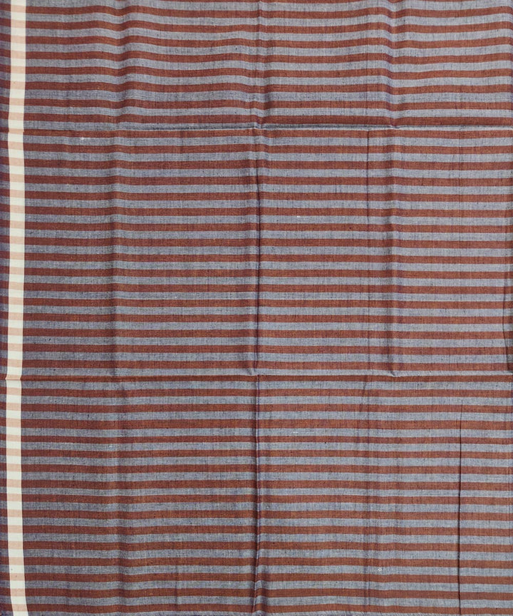 Brown grey stripe handwoven cotton nuapatna lungi