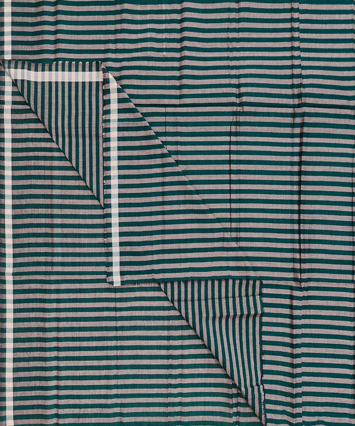 Dark green grey stripe handwoven cotton nuapatna lungi