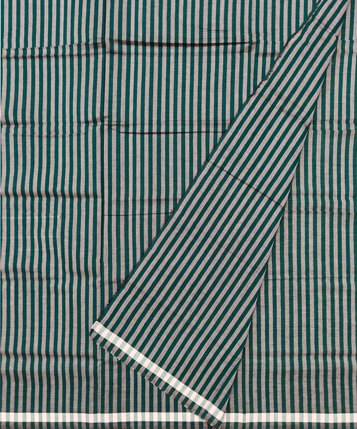 Dark green grey stripe handwoven cotton nuapatna lungi