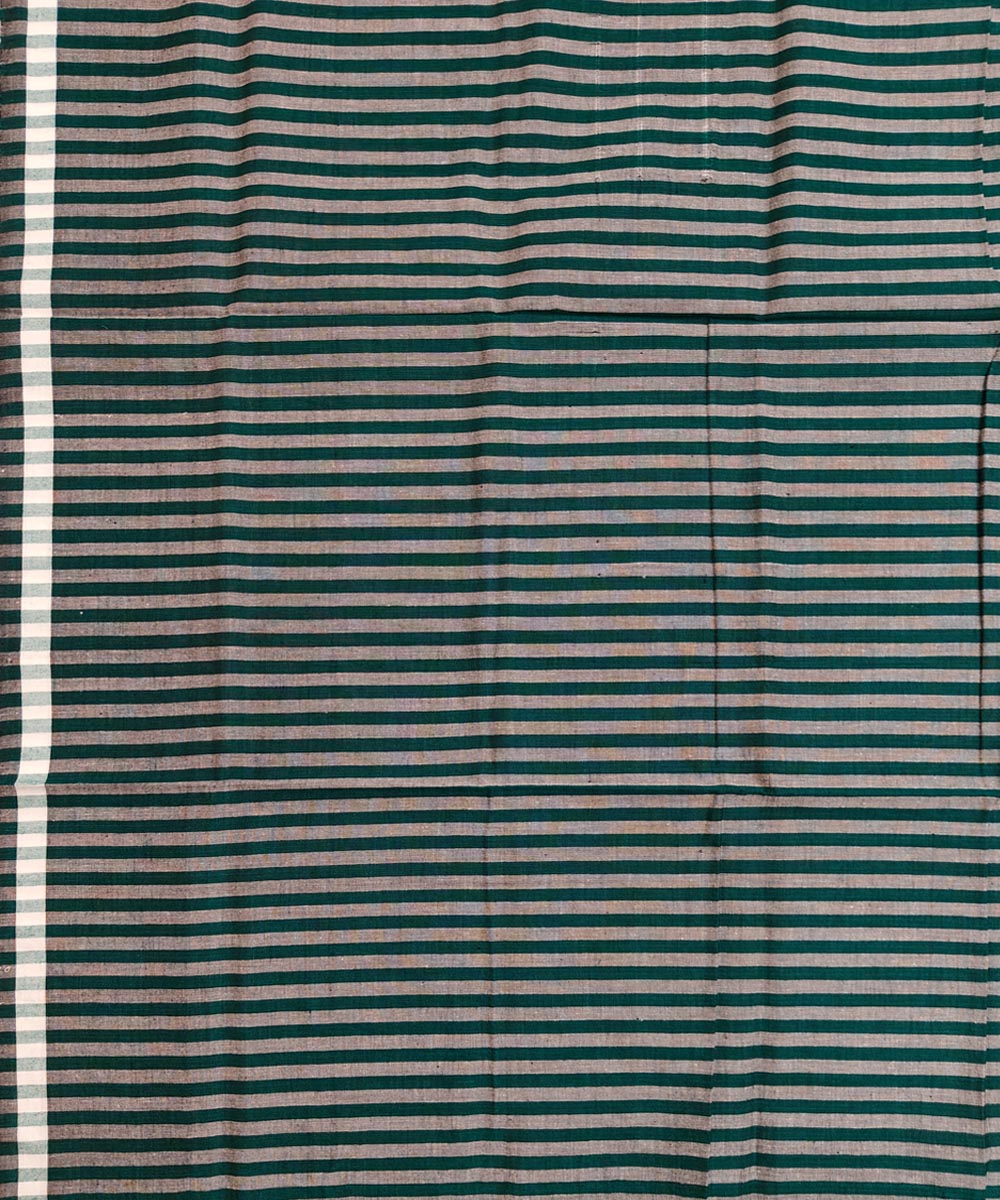 Dark green grey stripe handwoven cotton nuapatna lungi