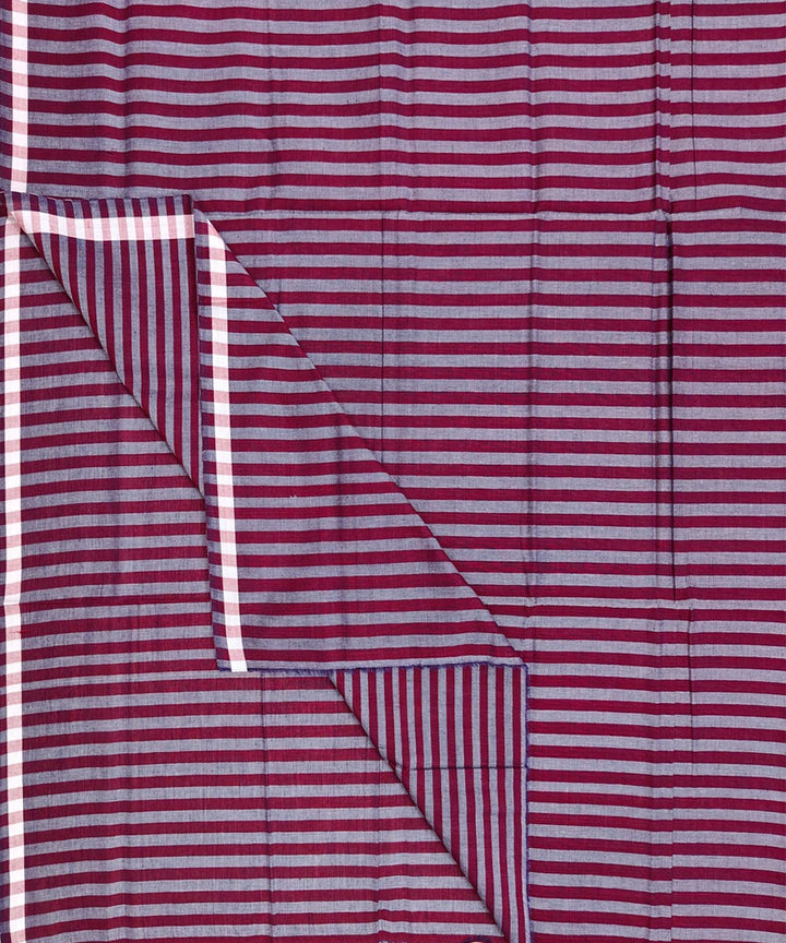 Maroon grey stripe handwoven cotton nuapatna lungi