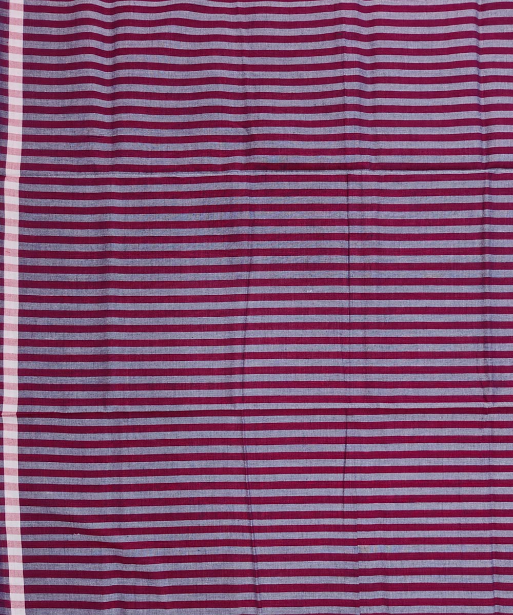 Maroon grey stripe handwoven cotton nuapatna lungi