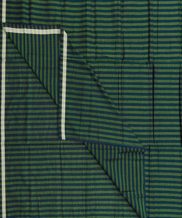 Dark green blue stripe handwoven cotton nuapatna lungi