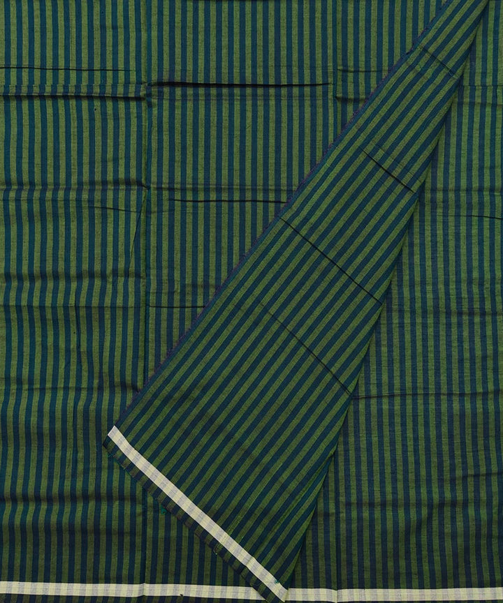 Dark green blue stripe handwoven cotton nuapatna lungi
