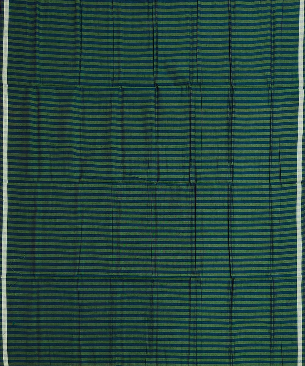 Dark green blue stripe handwoven cotton nuapatna lungi