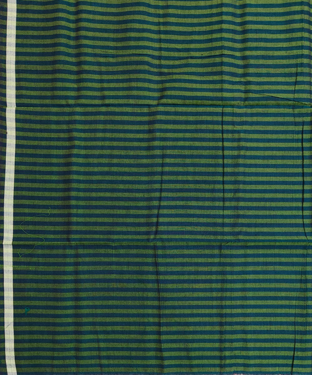 Dark green blue stripe handwoven cotton nuapatna lungi